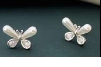 Silver Glittering Butterfly Earrings